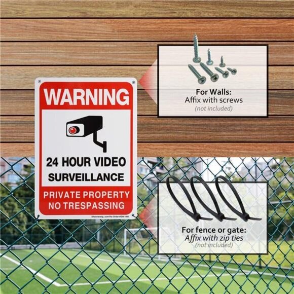 4-Pack Private Property No Trespassing Sign Video Surveillance Yard Security NEW - Picture 4 of 7